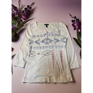 Ralph Lauren Southwestern Print Long Sleeve‎ Cotton Top Aztec Tribal Patter S